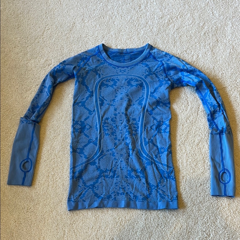 Lululemon Blue Long Sleeve Workout Top